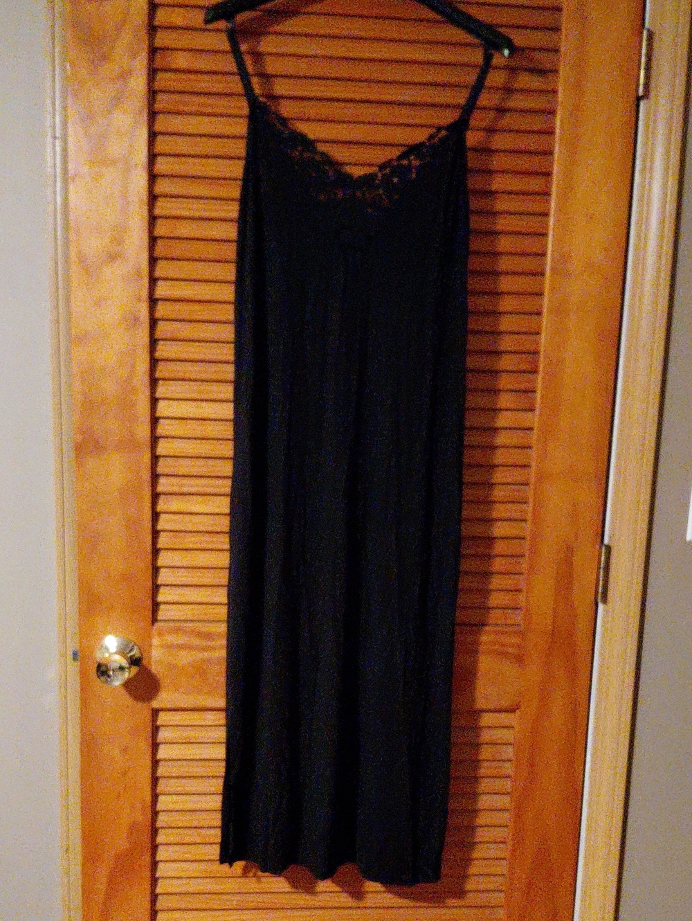 Black Lace Trim Night Dress